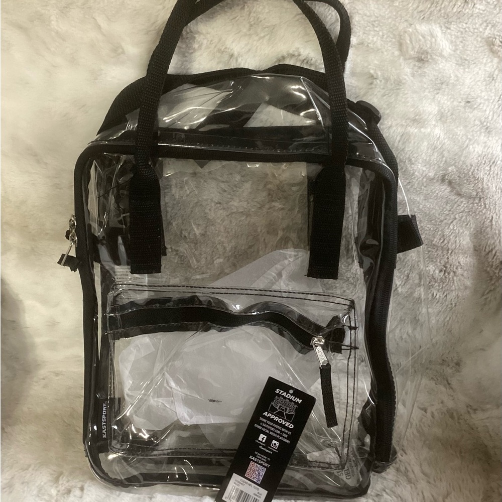 Eastsport Stadium Approved Clear Tote, Black Trim, Unisex, NWT